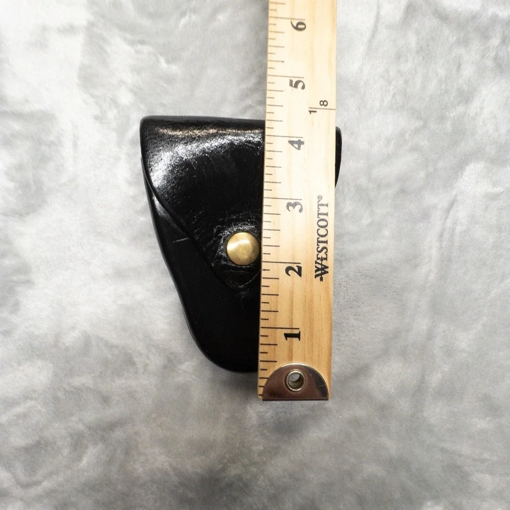Vtg Duty Belt Handcuff Holster Case Bronze Snap Black Leather Belt Attached